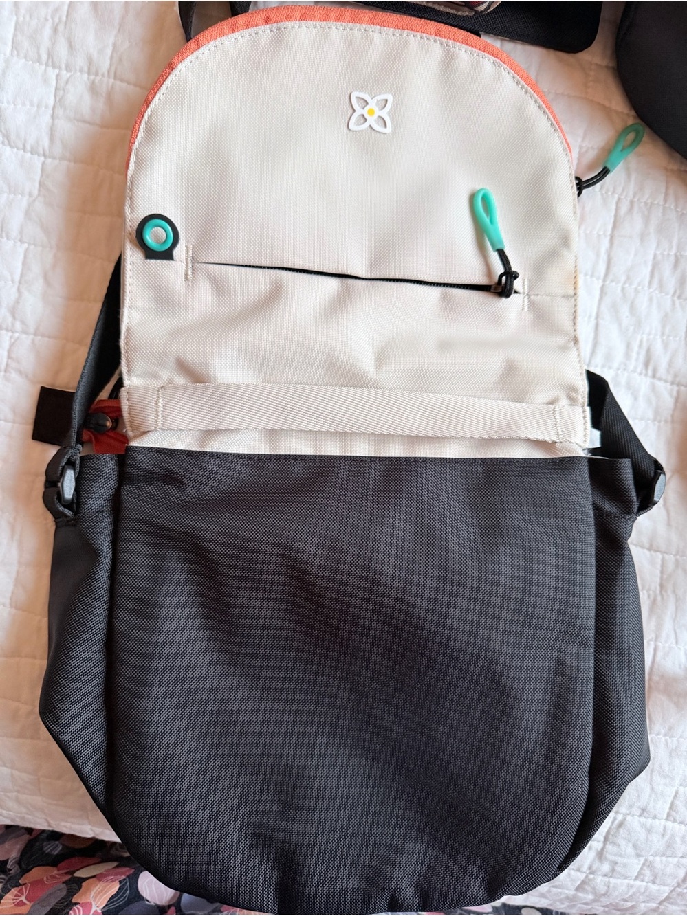 Sherpani Black Backpack with Floral Panel and Beige Crossbody Set—all 3 for $50 - Picture 3 of 5